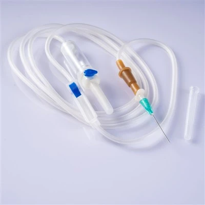IV perfusion ansanm ak zegwi Luer Lock ak glise